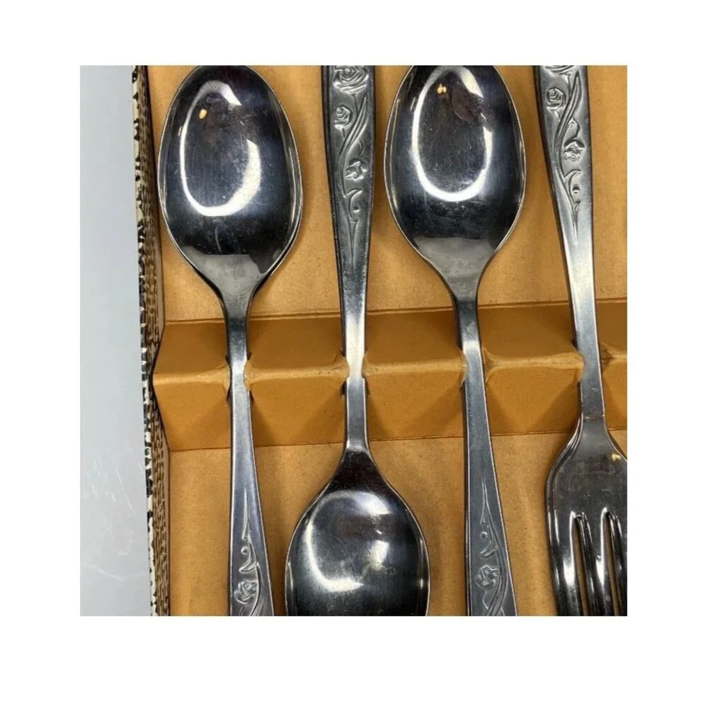 12 Pc Set Firth Stainless England 6 Cake Spoons & 6 Cake Forks by John Mason